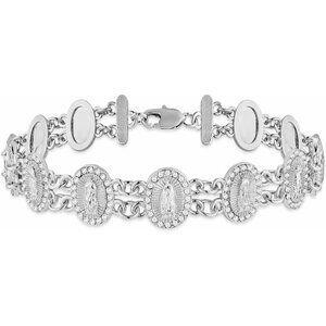 Silver Virgin Mary Bracelet CZ Our Lady of Guadalupe Link Bracelet